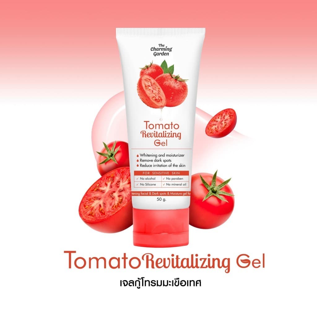 The Charming Garden Cica / Tomato Revitalizing Gel 50g. กู้ผิวใบบัวบก ใบบัวบก เจลมะเขือเทศ เจลกู้ผิว สำหรับผิวแพ้ง่าย รูปที่ 5