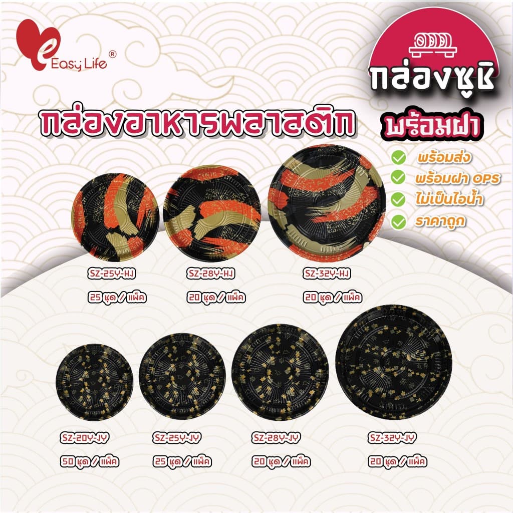 SZ-20Y-JY ถาดซูชิกลม กล่องซาซิมิ แซลมอน ชาบู เกี๊ยวซ่า อาหารญี่ปุ่น ขนมหวาน ผลไม้ บรรจุภัณฑ์อาหาร รูปที่ 1