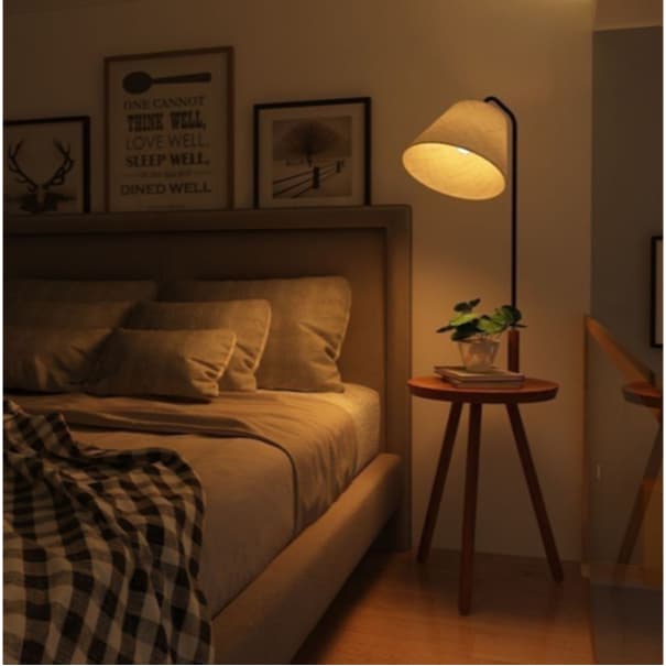 yhlovehome โต๊ะพร้อมโคมไฟ โคมไฟโมเดิร์น หลอดไฟ LED ปรับสีไฟได้ โต๊ะไม้ 2321 รูปที่ 2