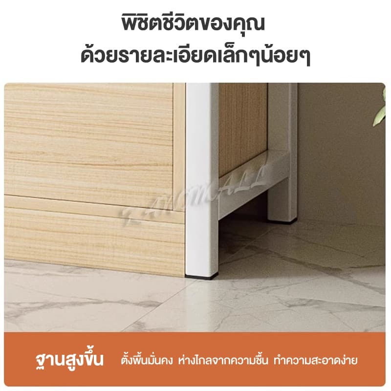 ชั้นวางของครัว หนาขึ้น ตู้กับข้าว เอนกประสงค์ ด้วยประตูตู้ กว้าง120ซม วางชาม/ขวดเครื่องปรุง/กระทะ/ของกระจุกกระจิกได้ รูปที่ 4