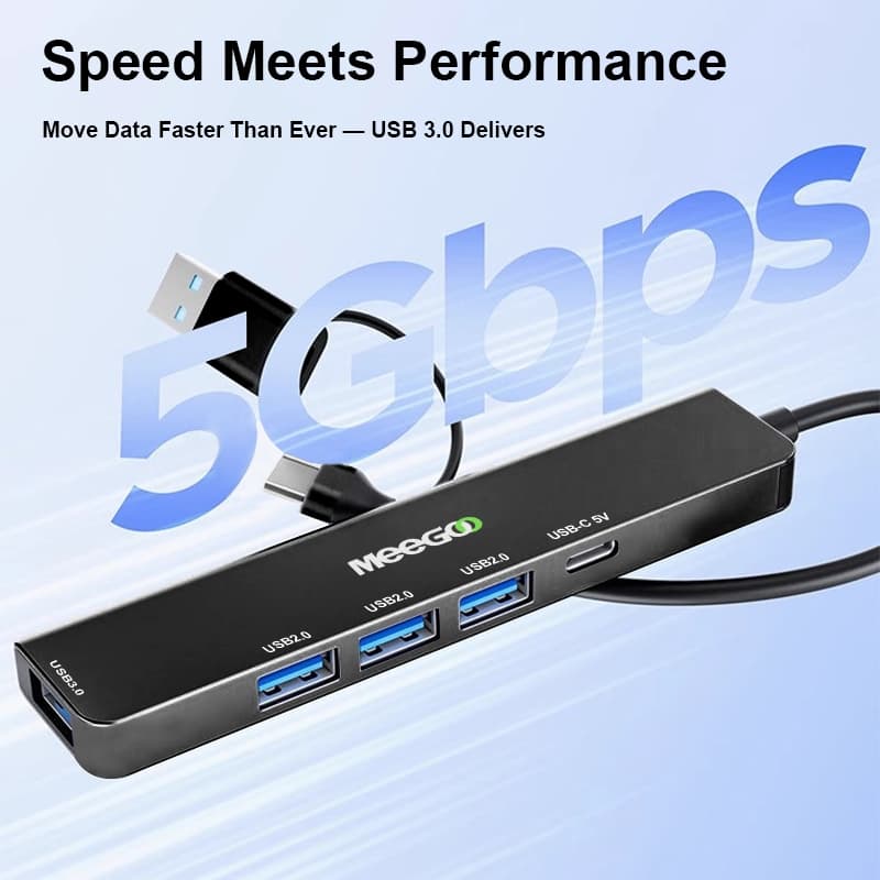 MEEGOO USB HUB with 3.0 2.0 5Gbps พอร์ตฮับ 2in5 Type-C USB3.0 Splitter ความเร็วสูง สําหรับแท็บเล็ต รูปที่ 4