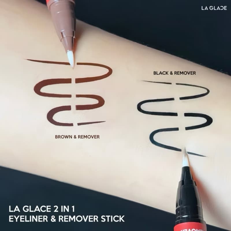 อายไลเนอร์&ดอลลี่อาย LA GLACE Black & Brown DUO EYELINER L& REMOVER (เส้นคมชัด กรีดง่าย แถมติดทน กันน้ำ กันเหงื่อ) รูปที่ 8