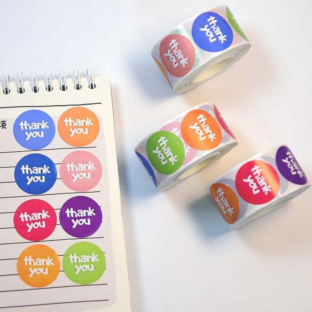 สติ๊กเกอร์ขอบคุณ ขนาด2.5ซม.500ดวง ติดกล่อง ติดแก้วน้ำ sticker thankyou C881 รูปที่ 5