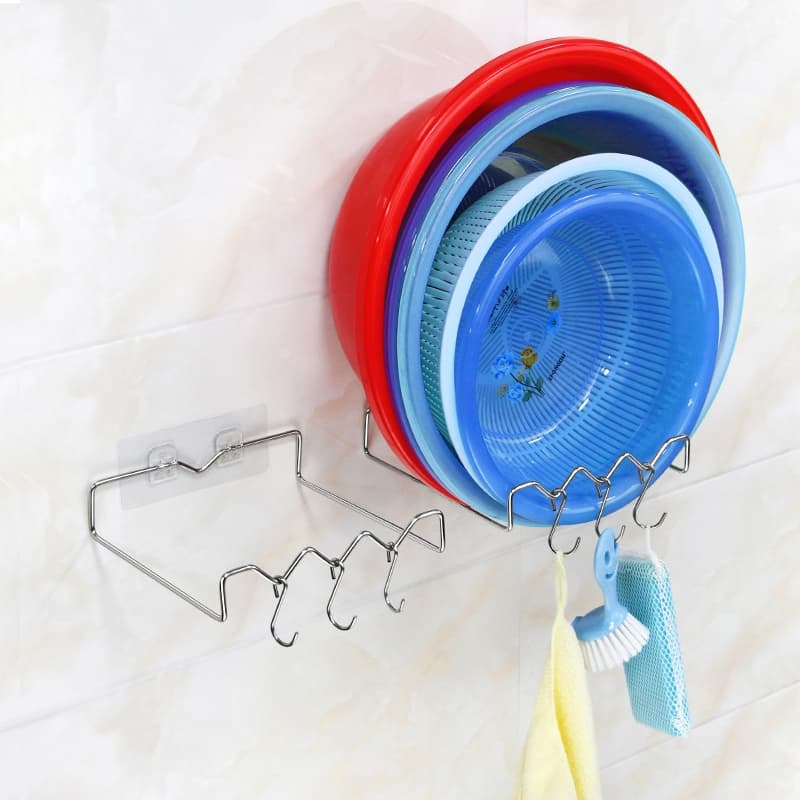 ตะขอแขวนผนัง อเนกประสงค์ PVC การออกแบบที่ไม่ต้องเจาะ ขอแขวนชั้นวางของ รูปที่ 8