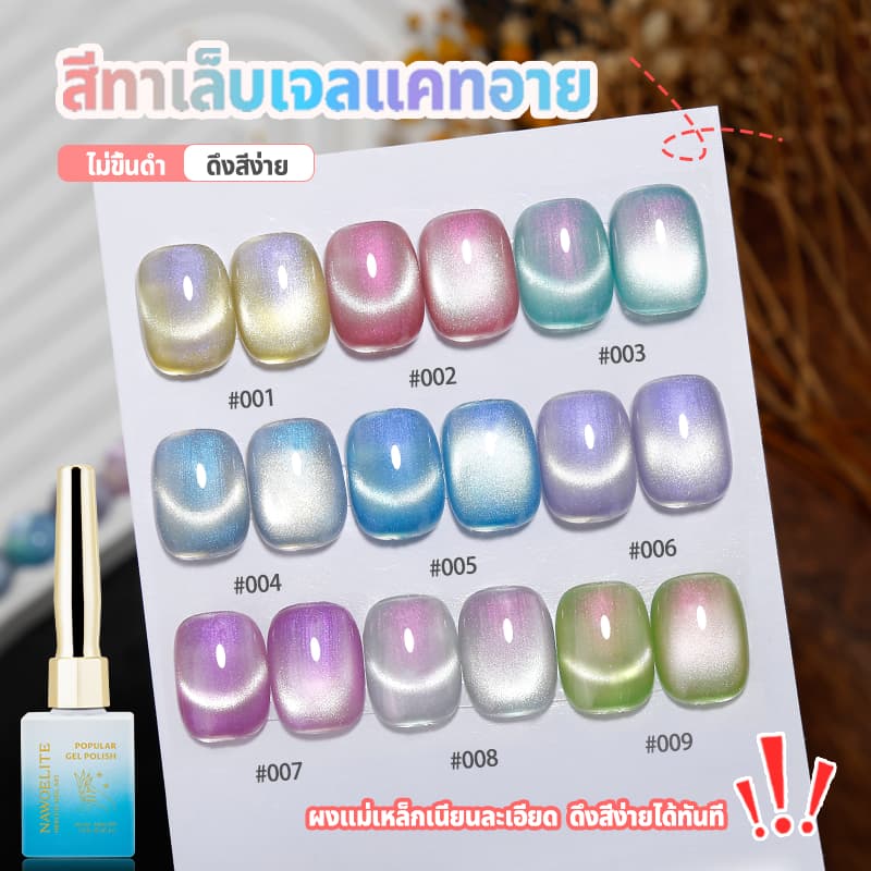 Nawoelite สีลูกแก้ว สีเล็บเจล สีแฟลช 2025 ต้องมี! สีเล็บเจลตาแมว 9 สี ลูกแก้วแฟลชออโรร่า สวยเว่อร์ ใหม่ล่าสุด รูปที่ 3