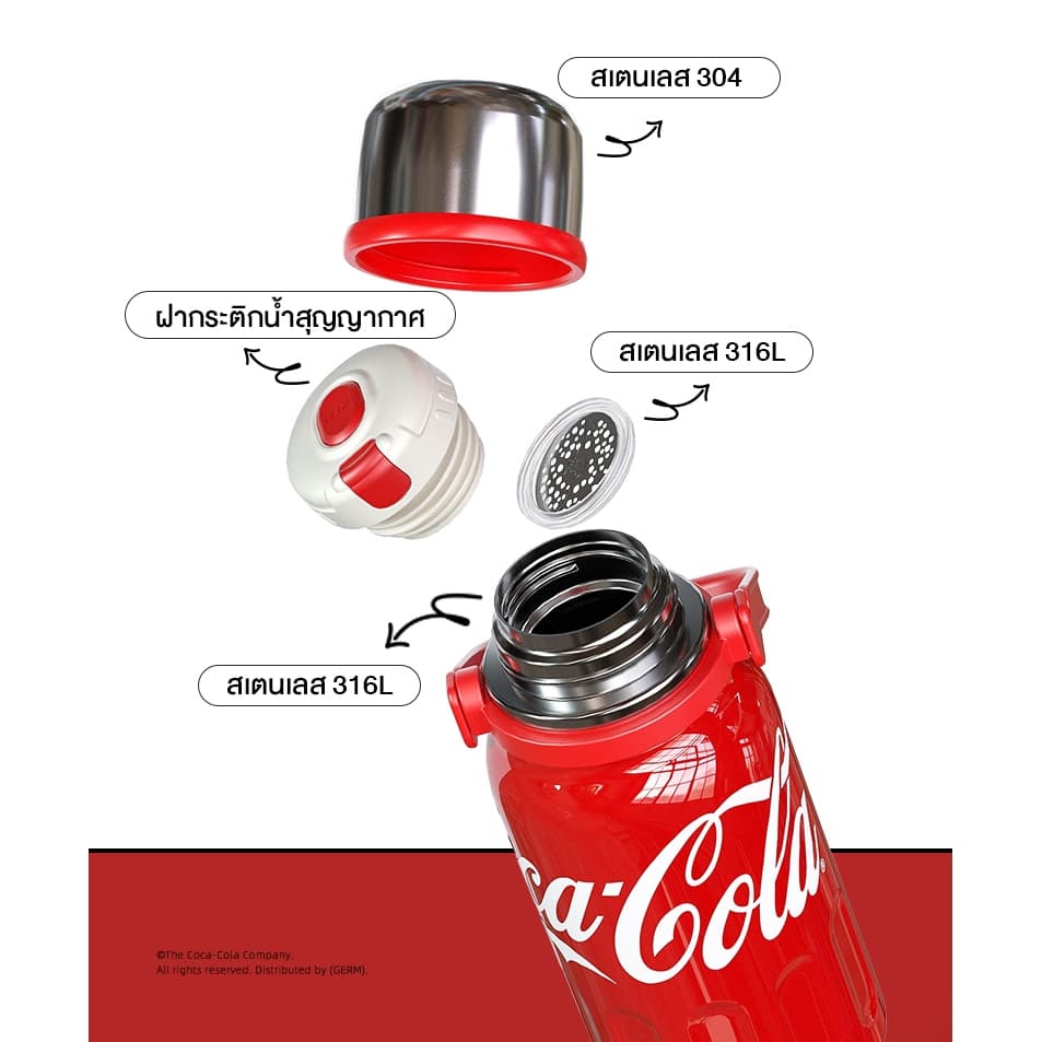 COCA COLA กระติกนํ้าสุญญากาศ Tumbler แก้วน้ำเก็บความเย็น เก็บความร้อน/เย็น สแตนเลส 316 แก้วน้ำ 1200ml รูปที่ 7
