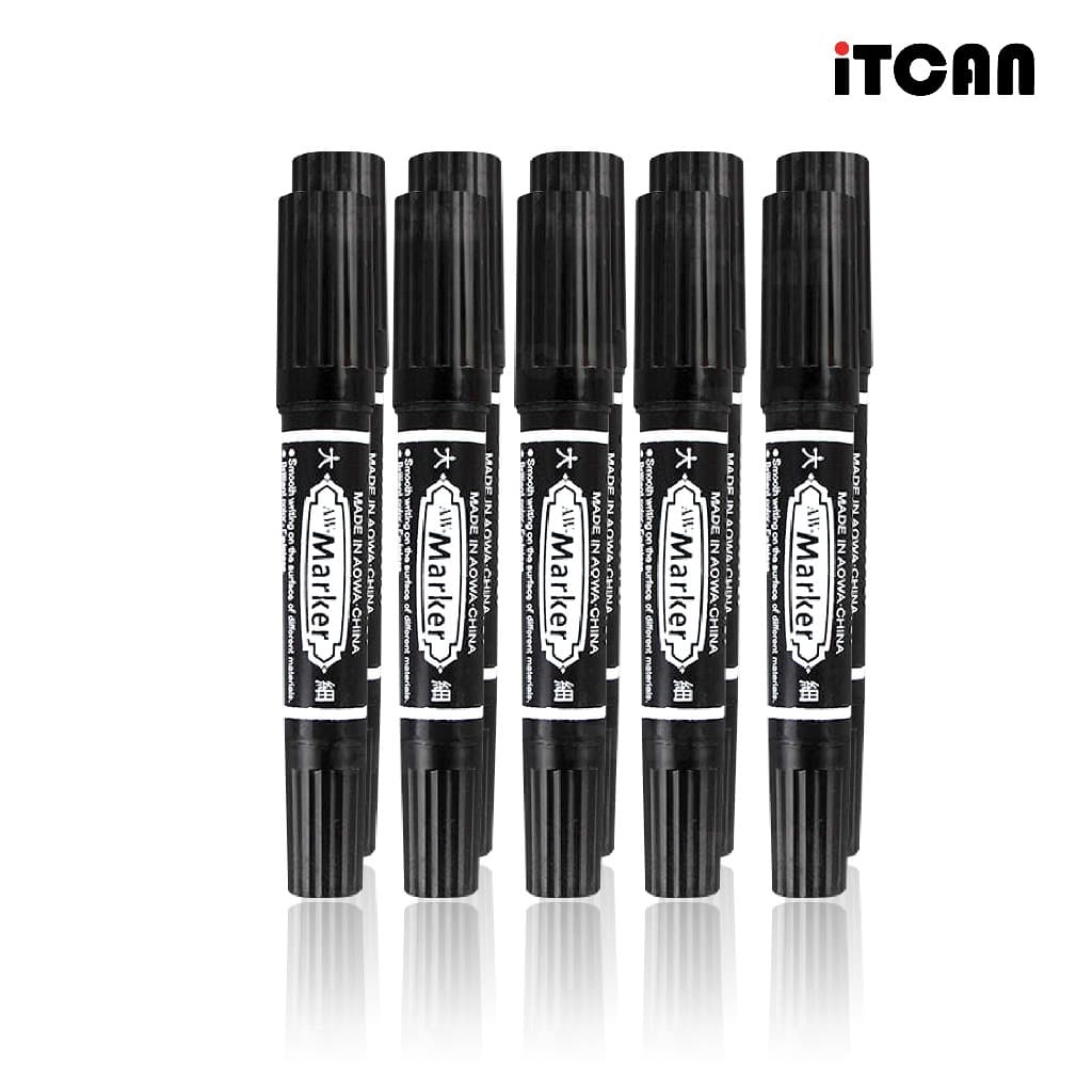 iTCAN ปากกามาร์กเกอร์ 10ด้าม ปากกาเคมี2หัว หัวไฟเบอร์กันน้ำ อุปกรณ์เครื่องเขียน MARKER PEN AW-150 รูปที่ 6