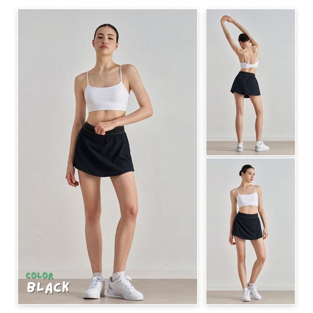 กระโปรงกีฬา 2in1 มีซับในพร้อมช่องเก็บของ ผ้านุ่ม เบาสบาย ยืดหยุ่นสูง ใส่ตีเทนนิส ออกกำลังกาย แฟชั่น รูปที่ 8