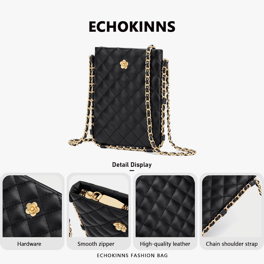 EchoKinns กระเป๋าสะพายข้างผู้หญิง สไตล์เกาหลี พร้อมโซ่ กระเป๋าใส่โทรศัพท์ แฟชั่น กระเป๋าสะพายไหล่ รูปที่ 6