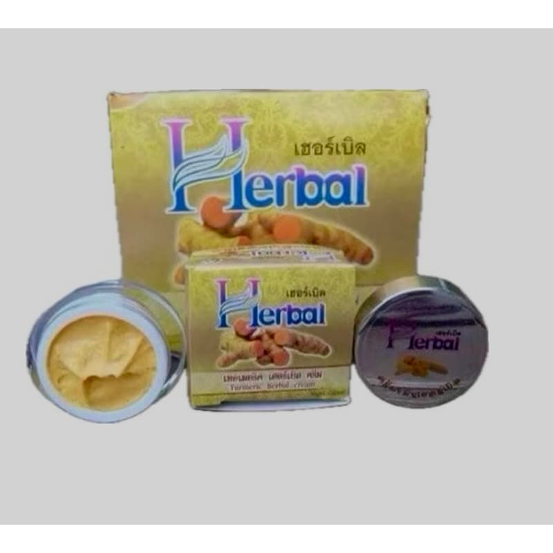 ยกโหล 12 ชิ้น ครีมสมุนไพรขมิ้นเฮอร์เบิล Herbal ขมิ้นเฮอร์เบิลสูตรเก่า ปริมาณ 5 กรัม รูปที่ 1