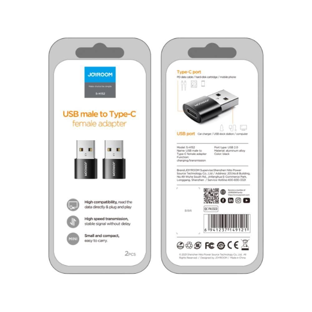 ตัวแปลง JOYROOM Adapter Connector S-H152 USB-A Male to USB-C 3.0A Black by Banana IT รูปที่ 3
