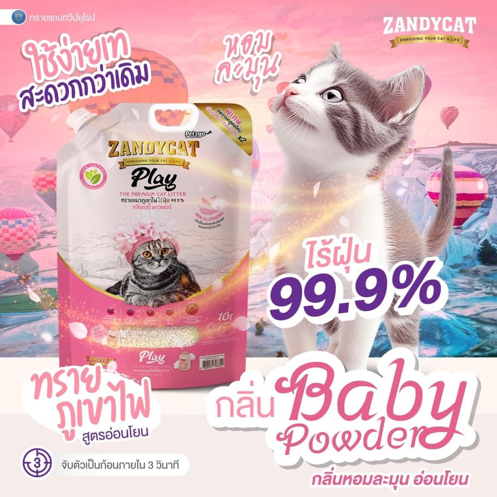 ทรายแมวภูเขาไฟ ZANDYCAT ทรายเบนโทไนต์ มีขนาด 6,10,12 ลิตร ทรายภูเขาพรีเมียม ไร้ฝุ่น เก็บกลิ่นดี จับตัวเป็นก้อนแน่น รูปที่ 5