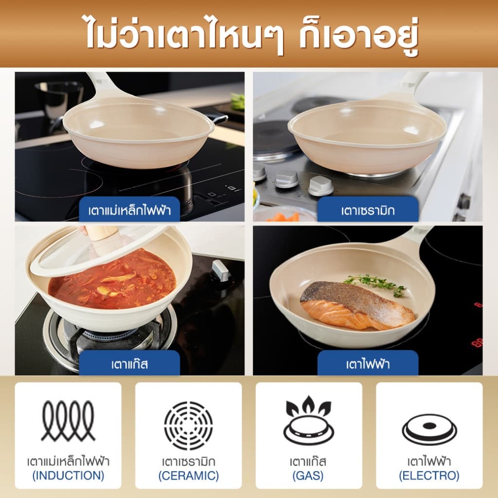 Korea King Colormic กระทะ โคเรียคิง คัลเลอมิค 1 ใบ + ตะหลิวสีขาว 1 อัน รูปที่ 4
