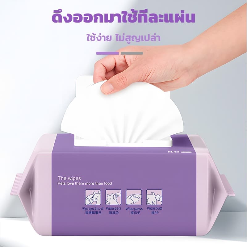 ทิชชู่เปียก ทิชชู่เปียกหมา สัตว์เลี้ยง สำหรับน้องหมาน้องแมว สำหรับเช็ดสัตว์เลี้ยง ทิชชู่เปียกเช็ดทำความสะอาด จำนวน80แผ่น รูปที่ 8