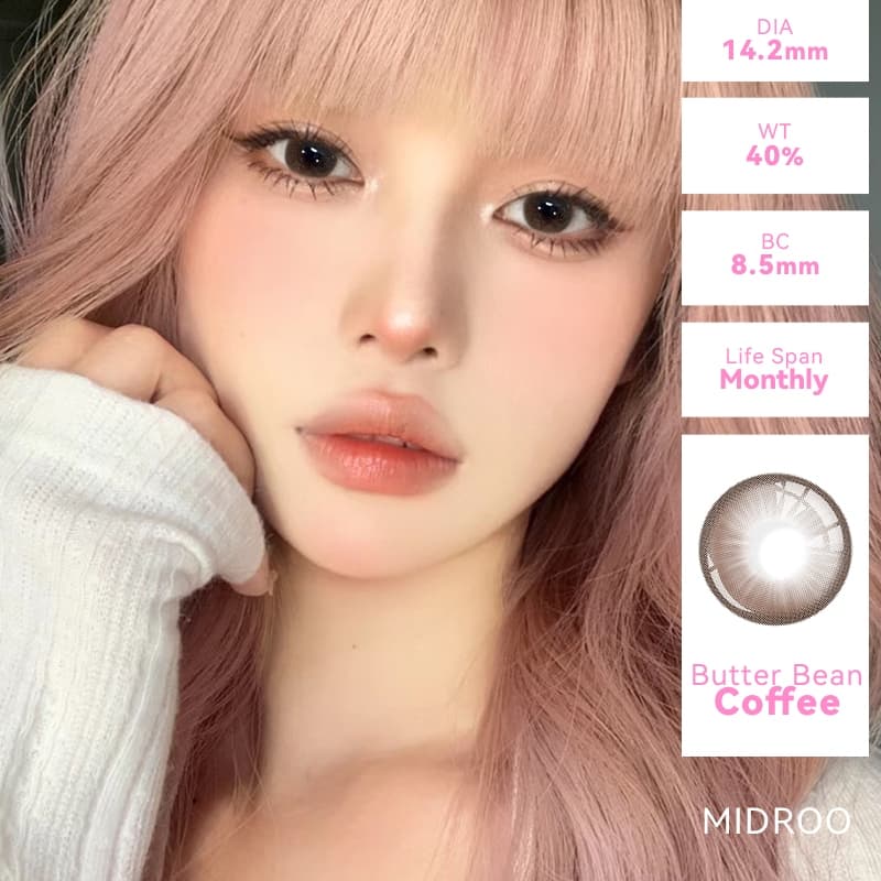 Midroo แว่นตาสายตาสั้น คอนแทค Butter Bean Brown/Grey/Blue-14.2mm รูปที่ 2