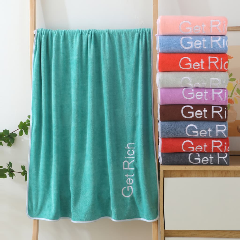 YJY-01 【ขนาด140x70ซม.】ผ้าเช็ดตัวนาโนรุ่น GetRich  สีพื้น ผ้าขนหนูนาโนซับน้ำดี แห้งไวมาก ผ้าไมโครไฟเบอร์