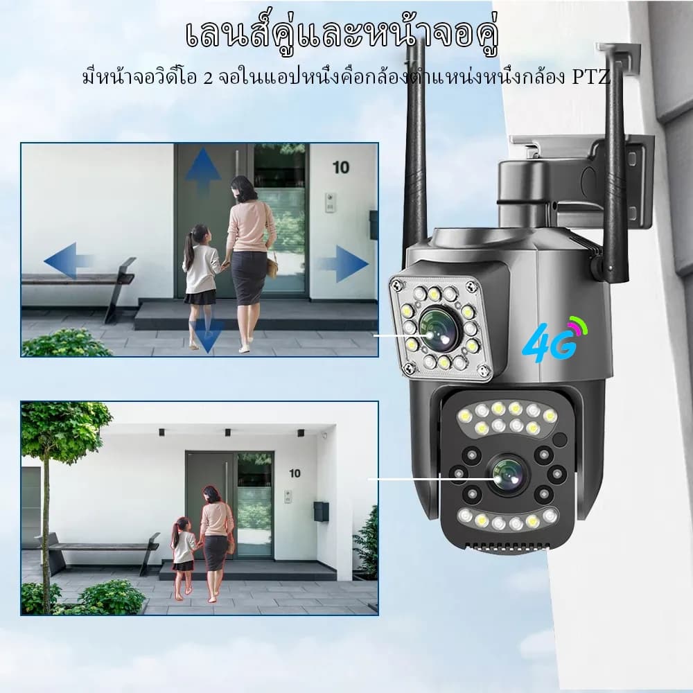 V380 PRO กล้องสองเลนส์ 4G WiFi หน้าจอคู่ 2กล้อง ดูพร้อมกันได้ Color Full HD ​5ล้านพิกเซล กลางคืนภาพสี กล้องวงจรปิดไร้สาย รูปที่ 6