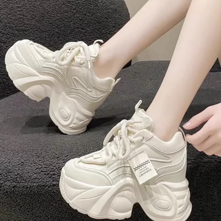 Mavis New!!{รุ่นใหม่มาแรง ส้นหนาถึง9cm} รองเท้าผ้าใบผู้หญิง แฟชั่น เบา ใส่สบาย ทรงงามมาก ดีไซน์โดดเด่น NO.M157 รูปที่ 5
