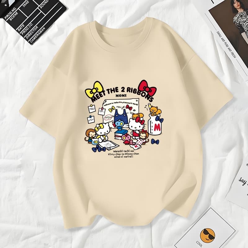 เสื้อยืดผู้หญิงแฟชั่นสาวลายการ์ตูนน่ารักฤดูร้อนเสื้อผ้าแฟชั่นส่วนเกาหลีสวมใส่สบายมาก#A189 รูปที่ 1