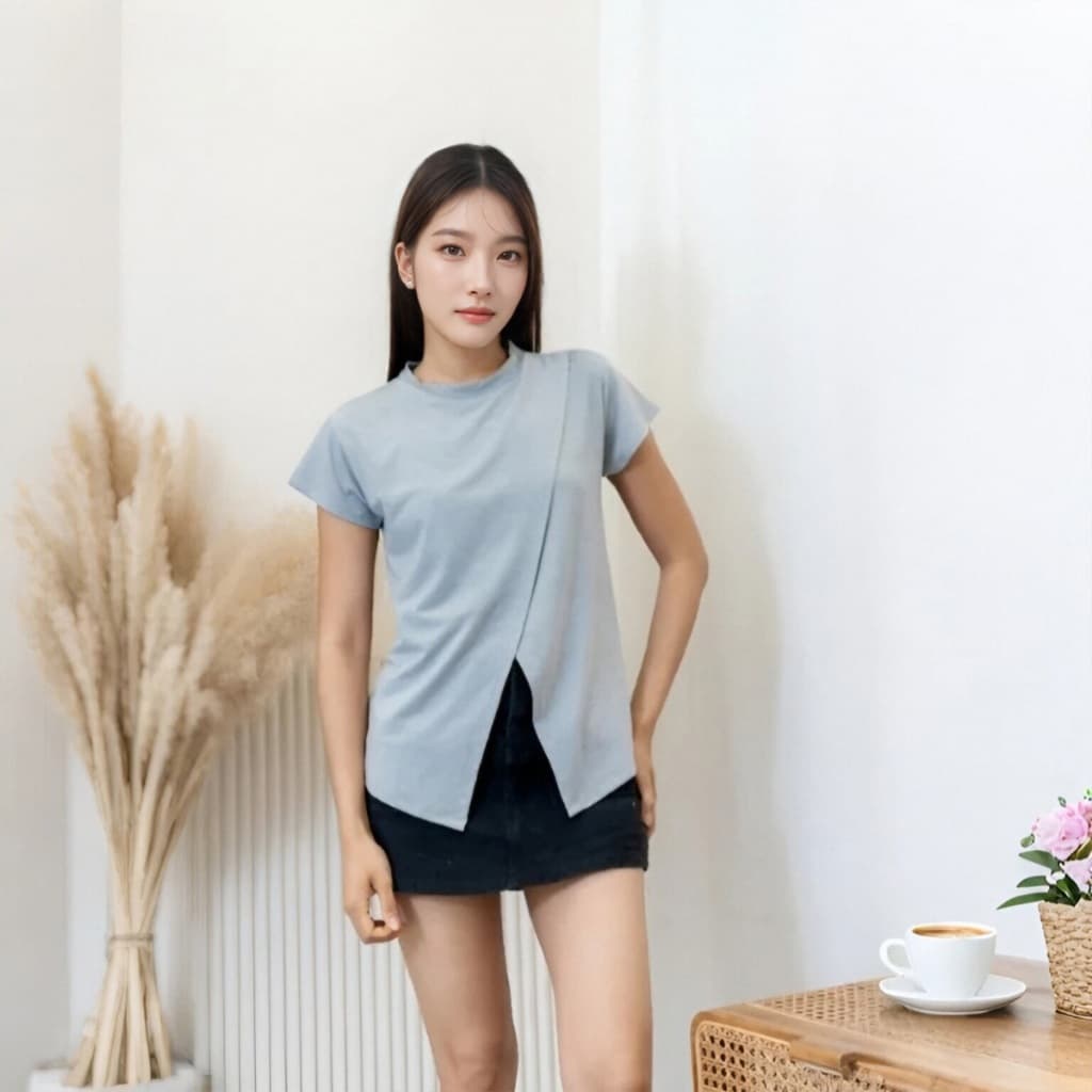 เสื้อให้นมแม่ เสื้อยืดผ้าฝ้ายแขนสั้น ใส่สบายหน้าร้อน รูปที่ 7