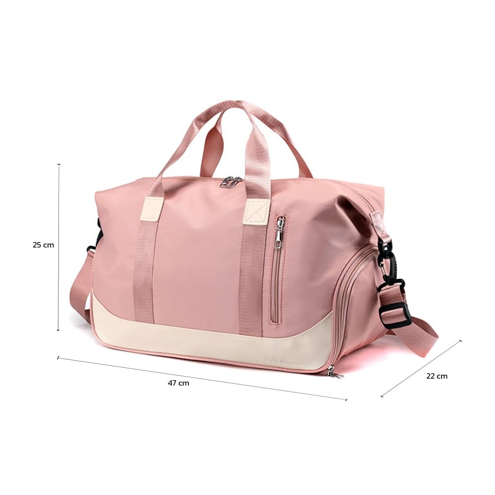 Hanaso กระเป๋าเดินทาง กระเป๋าฟิตเนส Gym Bag สำหรับสะพายไหล่ ถือได้ มีช่องใส่รองเท้า และผ้าเปียก จุของได้เยอะ รูปที่ 8