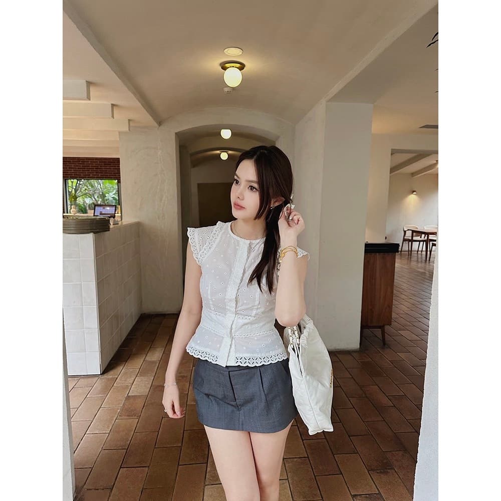 Cicishop กระโปรงกางเกงขาสั้นเอวต่ำ ผ้าดี เก็บเอวเก็บสัดส่วนดีมาก แมทช์ง่ายหลายสไตล์ รูปที่ 4