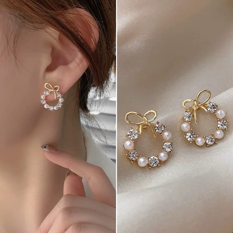 ต่างหู โบว์ล้อมเพชร สไตล์มินิมอล Sasa Earrings รูปที่ 8