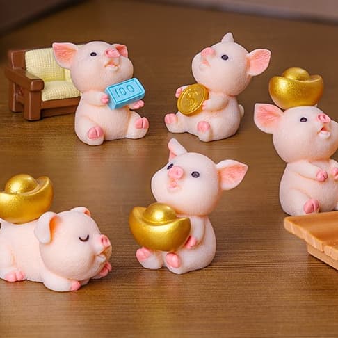 หมูมงคล มั่งคั่ง มั่งมี V.3 ตุ๊กตาแต่งสวน จัดสวนถาด โมเดล ตกแต่งบ้าน พร็อพถ่ายรูป รูปที่ 9
