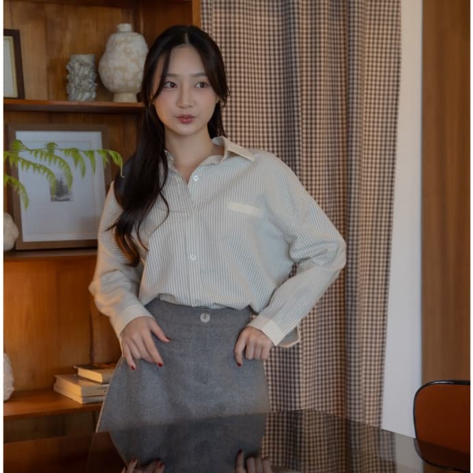 avo buttermilk shirt เสื้อเชิ้ตลายทาง รูปที่ 5