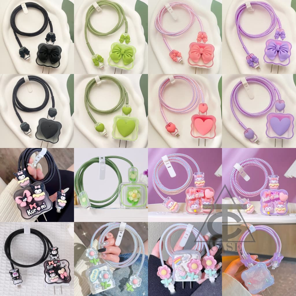 100ลาย+ จากไทย ชุดถนอมสายชาร์จ ชุดเเต่งสาย สำหรับ หัวชาร์จ 18วัต 20วัต เคสอะเเดปเตอร์ Adapter 20w 18w รูปที่ 4
