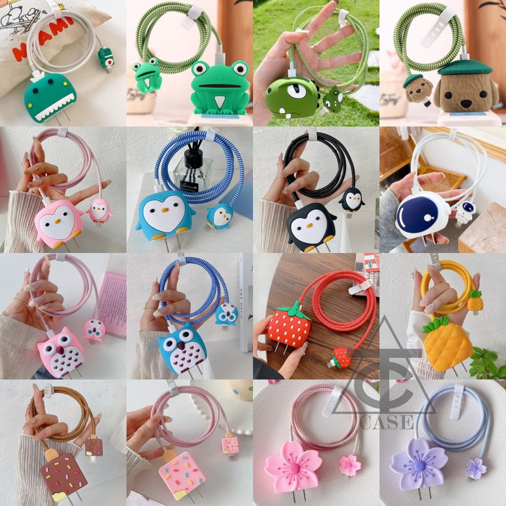 100ลาย+ จากไทย ชุดถนอมสายชาร์จ ชุดเเต่งสาย สำหรับ หัวชาร์จ 18วัต 20วัต เคสอะเเดปเตอร์ Adapter 20w 18w รูปที่ 8