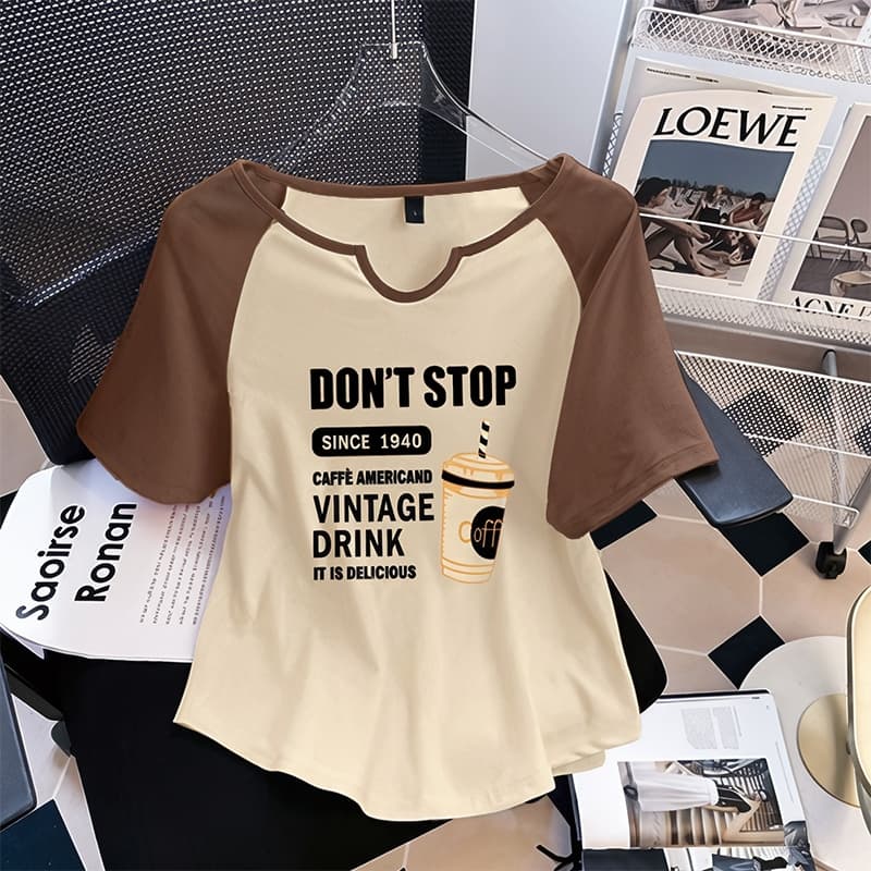 เสื้อยืดโอเวอร์ไซส์ Plus Size แขนสั้น Raglan พลัสไซส์ แฟชั่น พิมพ์ลายอเนกประสงค์ ทรงหลวม โอเวอร์ไซส์ ท็อปส์ซ รูปที่ 6