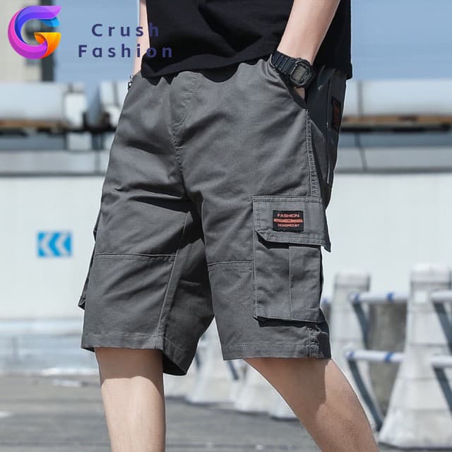 Crush กางเกงขาสั้นลำลองผู้ชายไซส์ M-4XLเอวยางยืดกระเป๋าข้างผ้าดีคุณภาพดีและราคาถูก แฟชั่นชาย สีไม่ตก กางเกงสแล็ค