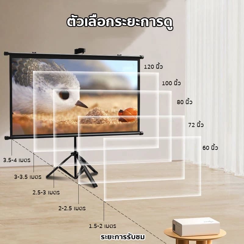 จอโปรเจคเตอร์ 4K จอรับภาพ รองรับการฉายภาพ 3D พับได้ แบบตั้งพื้น แขวนผนัง เหมาะสําหรับใช้ ในบ้าน สํานักงาน กลางแจ้ง รูปที่ 5