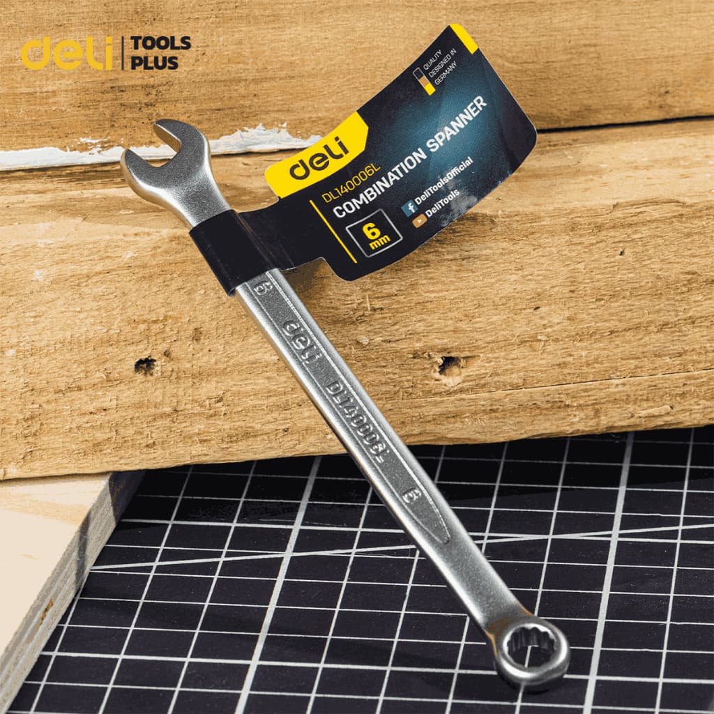 Deli ประแจปากตาย ประแจแหวนข้าง ประแจขนาด 6 - 20mm คันน็อต คลายสกรู อุปกรณ์ช่าง Combination Spanner รูปที่ 4