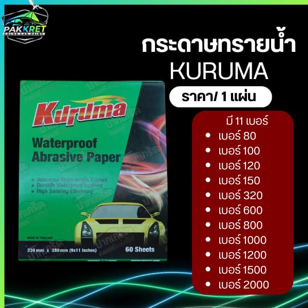 กระดาษทราย น้ำ ตรา Kuruma เบอร์ 80-2000 ขายเป็นแผ่น มีให้เลือกหลายเบอร์ By PKC รูปที่ 2