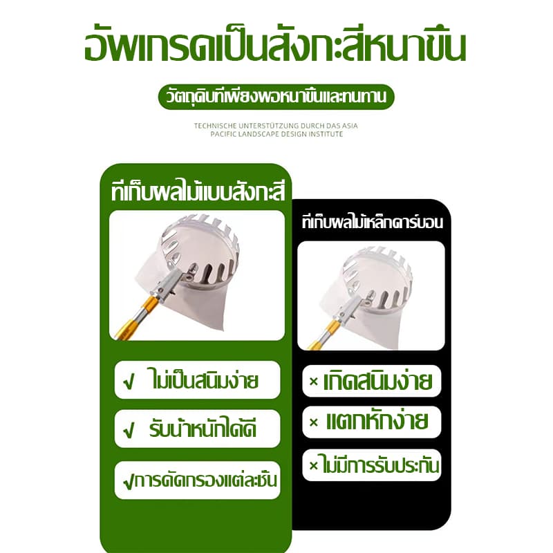 แตกหักเปลี่ยนใหม่ให้ตะกร้อสอยผลไม้ ตะกร้อสอยมะม่วง ด้ามยืดหดได้ 2.5/3/4/5/6/7/10M เก็บผลไม้ วัสดุสแตนเลส ที่สอยมังคุด รูปที่ 3