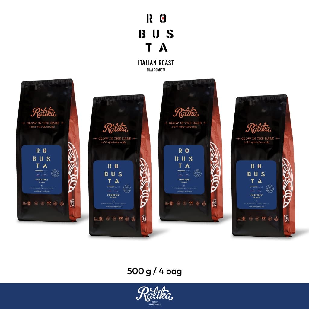 Ratika | ยิ่งซื้อ ยิ่งลด เมล็ดกาแฟคั่ว Ratika Coffee Robusta : กาแฟราติก้า โรบัสต้าแท้ 100% คั่วกลาง 500G. 2 / 4 KG. รูปที่ 1