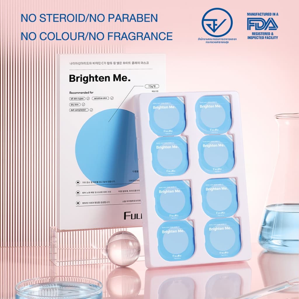 FULUKO Nicotinamide มาสก์โคลน 7.5g*8/BOX สกินแคร์ ความชุ่มชื้น ใบหน้าที่สะอาด ผิวขาว หน้าเนียนนุ่มขึ้นทันทีห รูปที่ 2