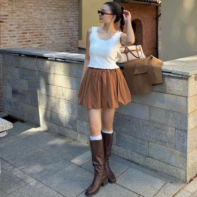 𝐁𝐀𝐋𝐋𝐎𝐎𝐍 𝐒𝐊𝐈𝐑𝐓 กระโปรงบอลลูน กระโปรงมินิมอล มีซับในกางเกง รูปที่ 6