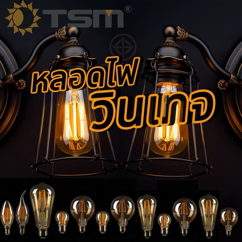 หลอดไฟวินเทจLED E27 กลม 4W 6W 8W แสงวอร์ม สีชาหลอดไฟและอุปกรณ์ไฟทรงเอดิสัน รูปที่ 1