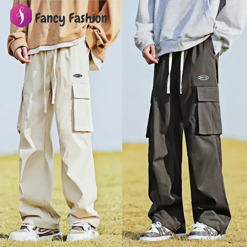 Fancy Fashion กางเกงคาร์โก้ขายาวลําลอง กางเกงคาร์โก้ขากว้างผู้ชาย กางเกงทรงตรงทรงหลวมลำลองอินเทรนด์ใหม่ รูปที่ 1
