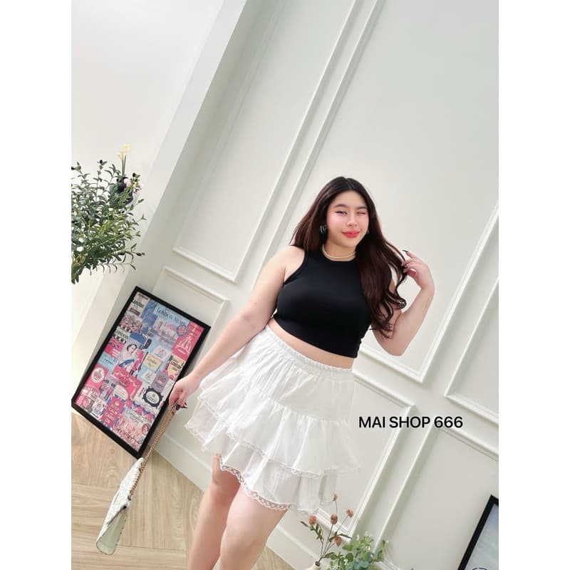 ลายใหม่ ค่า/MS/ กระโปรงสาวอวบ กระโปรง2ชั้น ต่อระบายลูกไม้ ทรงสวยมาก #กระโปรงไซส์ใหญ่ สาวอวบอ้วน พลัสไซส์ รูปที่ 5