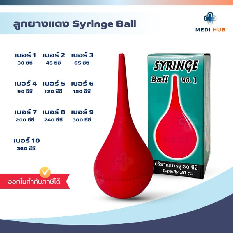 ไซริงค์บอล เบอร์ 1-10 ลูกยางแดงอเนกประสงค์ ดูดน้ำมูก Syringe Ball รูปที่ 1