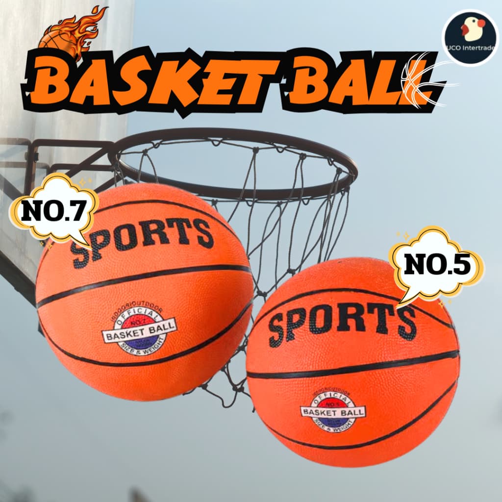 *แถมเข็ม/ตาข่าย* ลูกบาส บาสเกตบอล Basketball แบรนด์ SPORTS เบอร์ 5/7 หนัง PU เกรดใช้แข่ง ยังไม่สูบลม รูปที่ 1