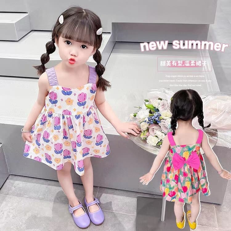 OC02 สาวชุดดอกไม้หัก 2025 สไตล์ใหม่ Ocean Chic น่ารักเจ้าหญิง Halter กระโปรงปุยกระโปรงฤดูร้อน