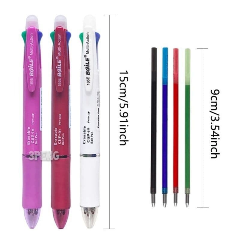 ปากกา ลบได้ 5 in 1 ปากกาลบได้ 4สี + ดินสอกด 0.5 mm รูปที่ 3