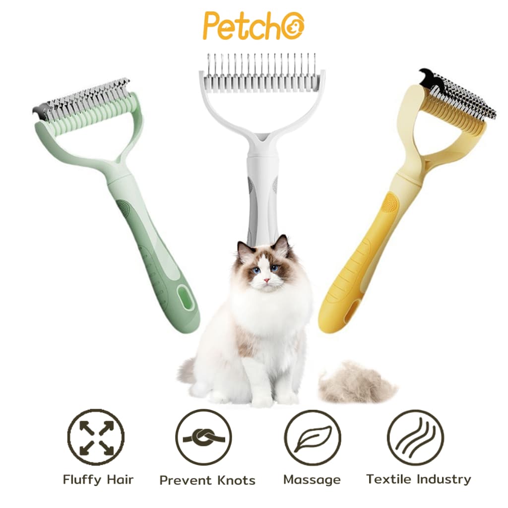 Petcho หวีสัตว์เลี้ยง หวีสุนัข หวีแมว แปรงหวีคราดสองด้าน หวีสางขนที่พันกัน ใช้ทั้งสุนัขและแมว รูปที่ 5
