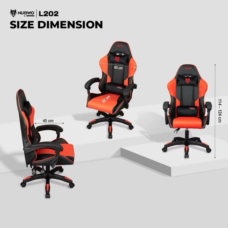 NUBWO Gaming Chair L202 เก้าอี้เกมมิ่ง มีให้เลือก 3 สี ปรับได้ 135 องศา เบาะนั่งสบาย รูปที่ 2