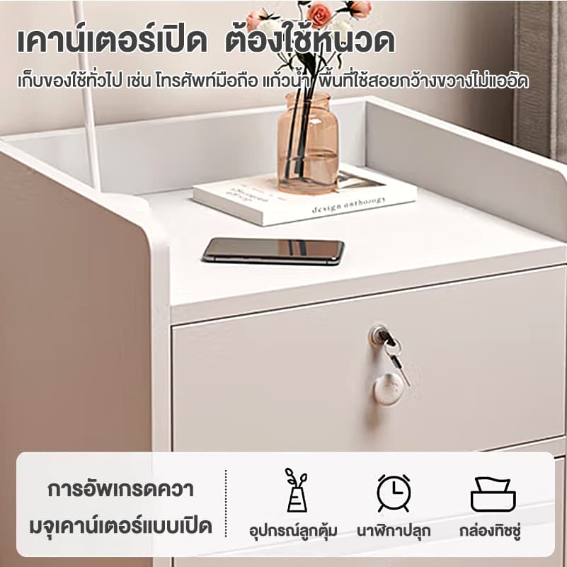 ตู้ข้างเตียง ชั้นวางของข้างเตียง ตู้ลิ้นชัก ตู้หัวเตียง โต๊ะข้างเตียง พร้อมตัวล็อค ชั้นวางของขนาดกะทัดรัดพร้อมลิ้นชัก รูปที่ 5